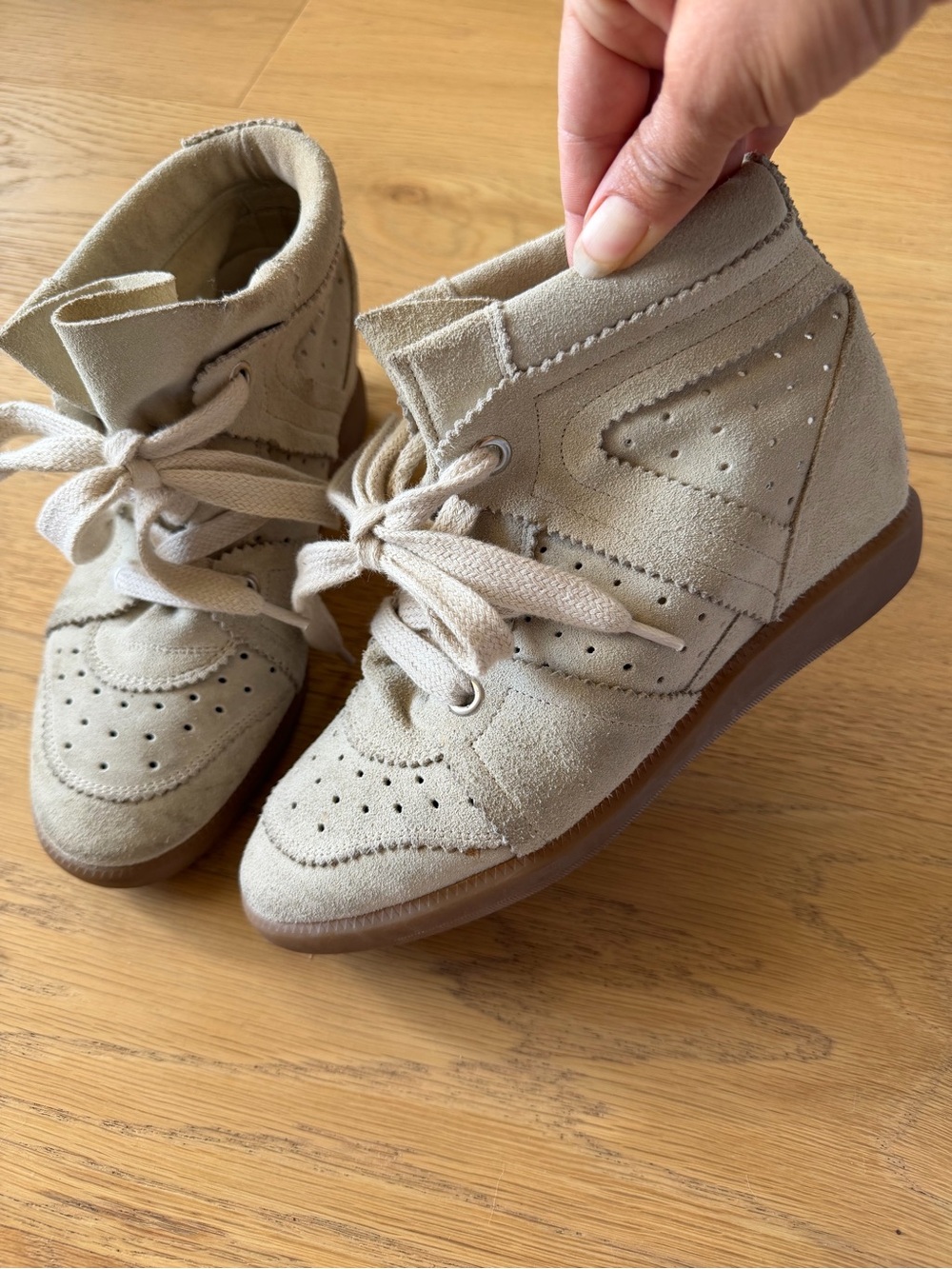ISABEL MARANT
Bobby perforated suede wedge sneakers